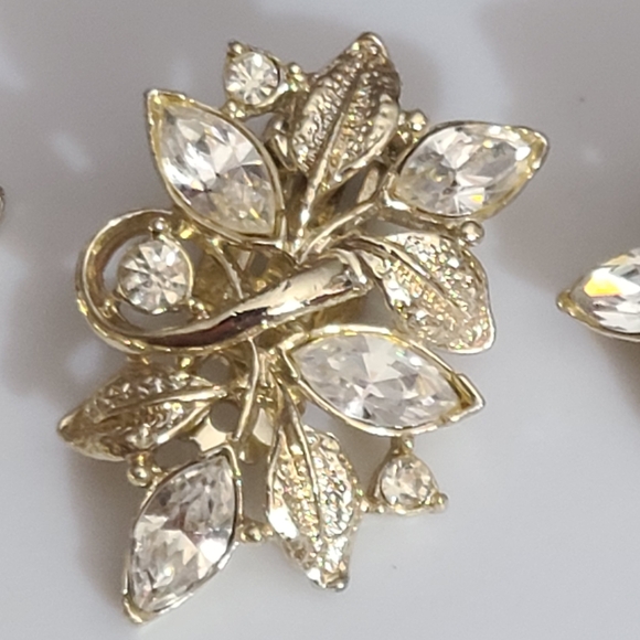 Vintage coro ? SET bracelet clip on earrings rhinestones looks NEW! VTG 50's MCM - Picture 4 of 16